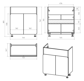 Напольная тумба под раковину Misty Чегет 75см белый